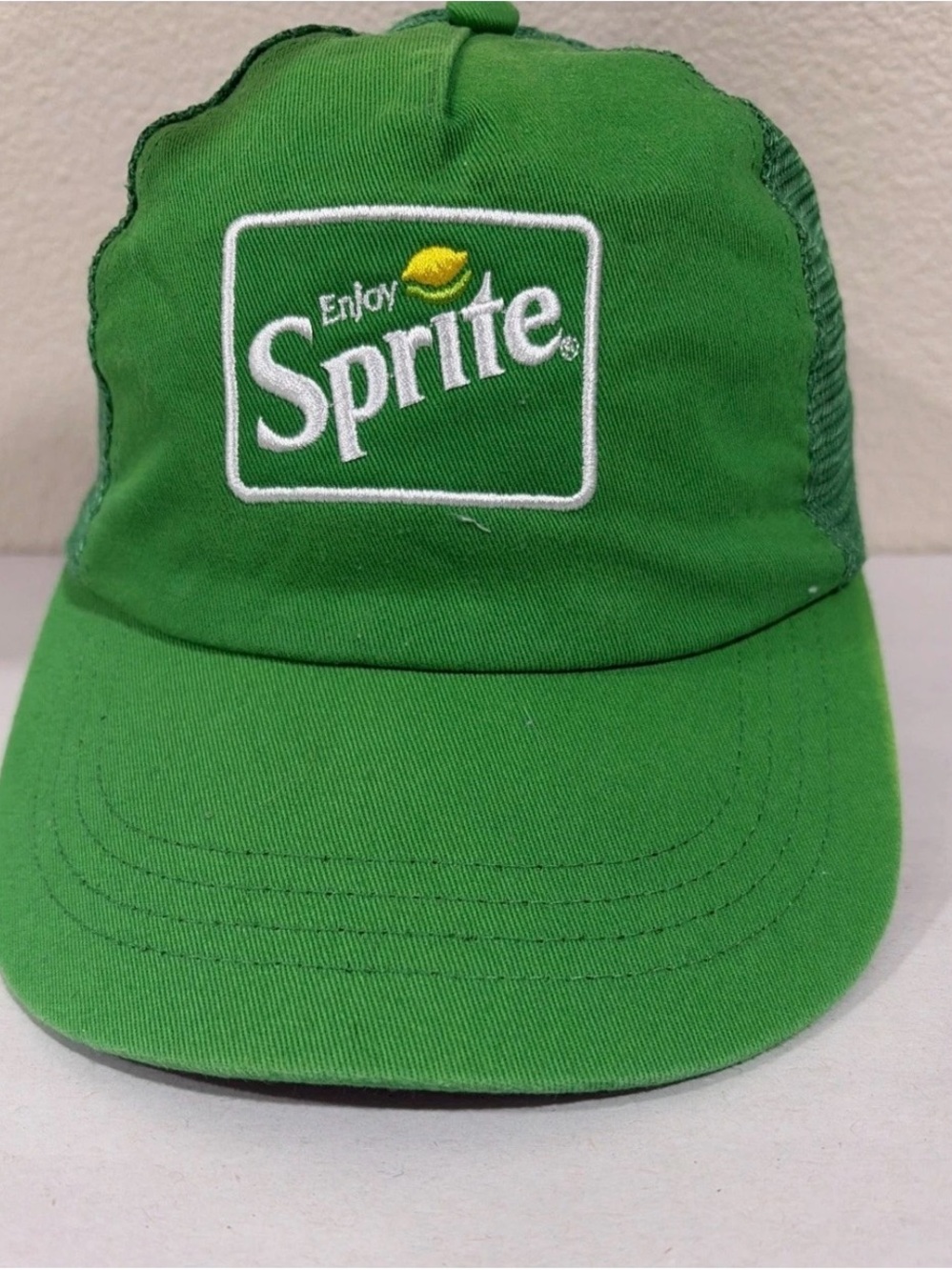 Coca Cola Sprite Green Mesh Back Hat with White Logo and Yellow Accent